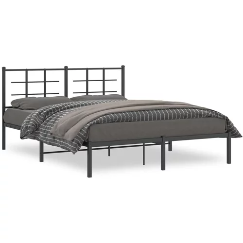 Metalni okvir za krevet s uzglavljem crni 160x200 cm