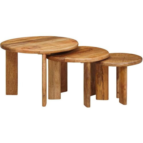 vidaXL Mize za kavo z gnezdenjem 3 pcs Rjava Masiven les manga, (5000120357) Cene