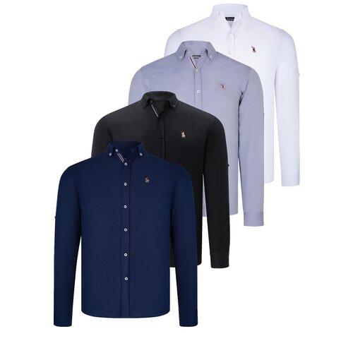 Dewberry QUAD SET G674 MENS SHIRT-BLACK-WHITE-NAVY BLUE-GREY Cijene