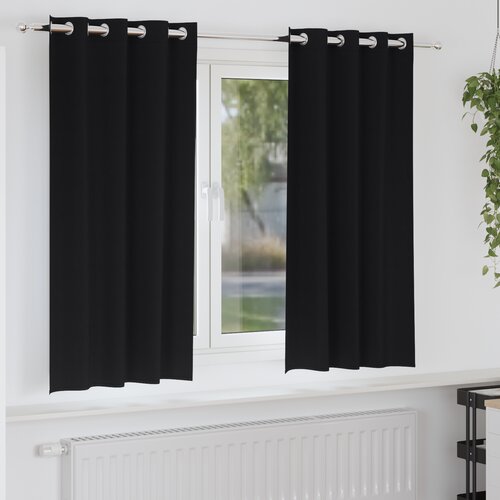 vidaXL Zavese z zavesami 2 pcs Črna 175 x 140 cm Poliester Cene