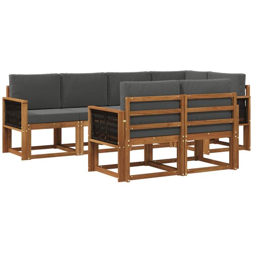 vidaXL Zunanja garnitura za sedenje 7 pcs Naravna in antracitna, (5000280897) Cene