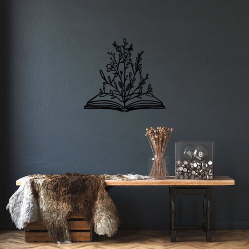 Wallity Zidna dekoracija Flower In Book, 64 x 70 cm, Crna Cene
