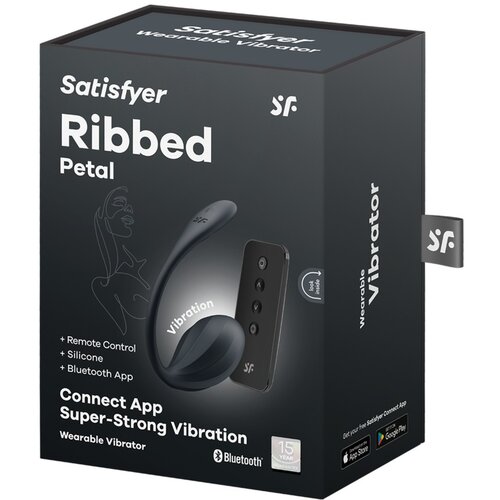 Satisfyer Ribbed Petal - radio vibrirajuće jaje (crno) Slike