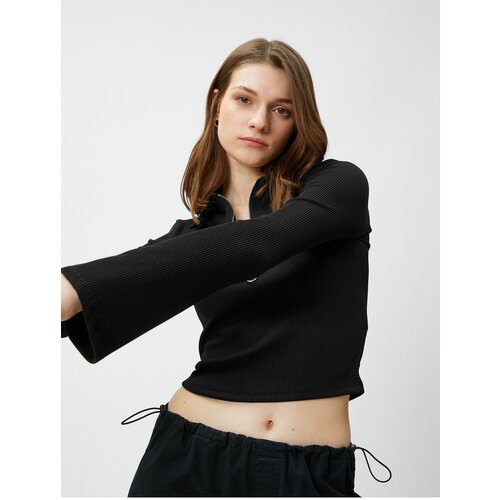 Koton Crop T-Shirt Polo Neck Half Zipper Slike