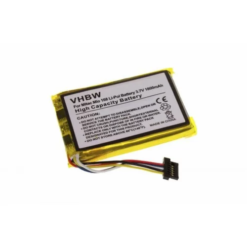 VHBW Baterija za Mitac Mio 168 / Medion MD95000, 1800 mAh