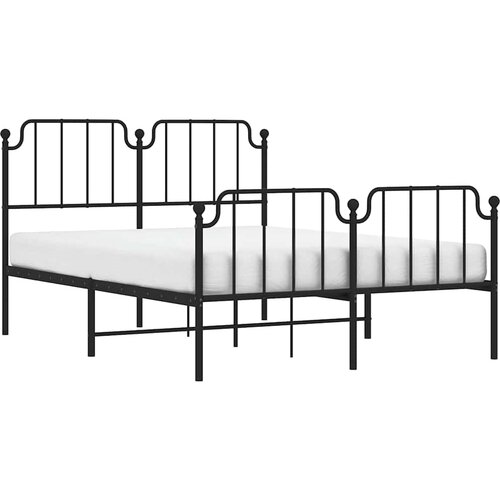  Metalni okvir kreveta s uzglavljem i podnožjem crni 135x190 cm Slike