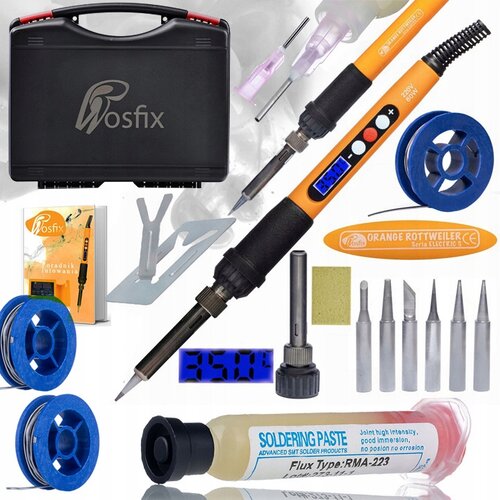 Rosfix 10V1 SPAJKALNIK ORANŽNI ROTTWEILER + 2X SPAJKALNI KOSITER V TULCU 0,8MM 10G + TOPILO ZA SPAJKANJE RMA-223 Z BATOM IN IGLO + KOVČEK 253X213X72, (21736691) Slike