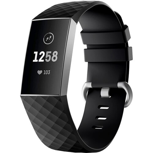INF fitbit charge 3/4 zapestnica silikon črna/srebrna (l), (21278407) Cene