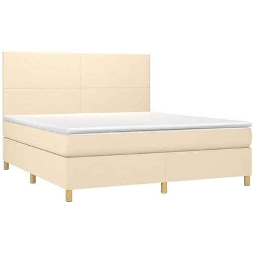  Krevet s oprugama i madracem krem 180x200 cm od tkanine Slike