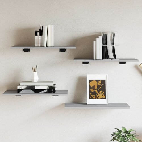 VidaXL Stenske police 4 kosi siva sonoma 60x30x1,5 cm inženirski les Slike