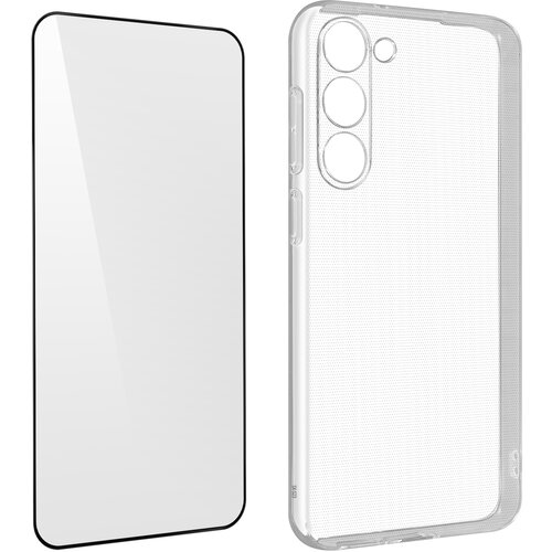 AVIZAR Samsung S23 360° Protection Pack: mehka torbica iz crnega konturnega kaljenega stekla, (20651123) Cene