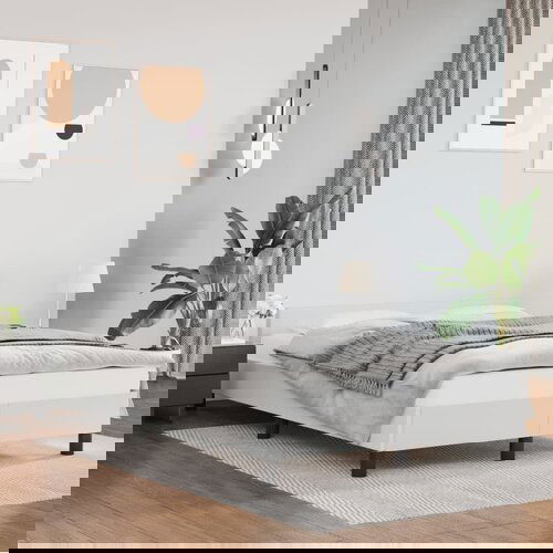 VidaXL Okvir za krevet s uzglavljem bijeli 120x200 cm od umjetne kože Slike