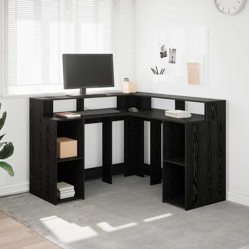  Stol s policom Crni hrast 130 x 130 x 91 cm Konstruirano drvo Cene