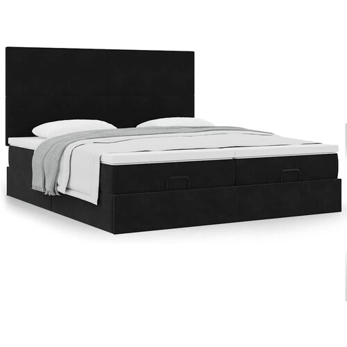 VidaXL Otomanski okvir kreveta s madracima crni 200x200cm bar&amp;scaron;unasti Slike