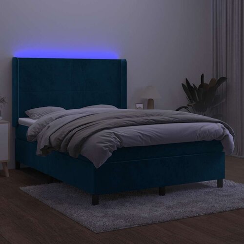  box spring s madracem LED tamnoplavi 140x190 cm bar&amp;scaron;un - Tamno plava 140 x 190 cm Gladak dizajn Slike
