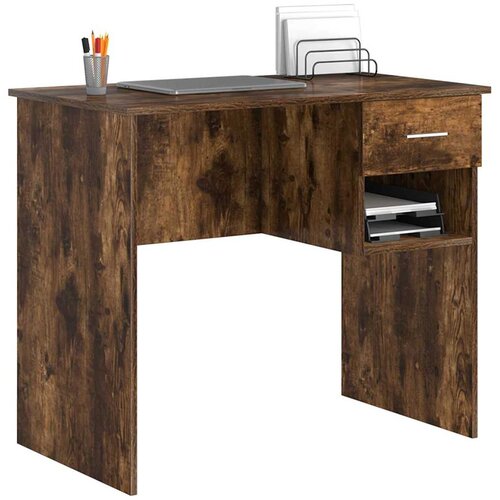  Stol s policom Dimljeni hrast 90 x 49 x 75 cm Konstruirano drvo Slike
