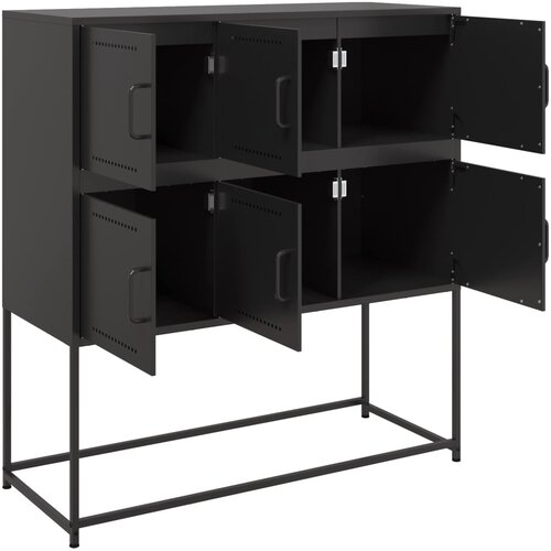  Komoda crna 100,5 x 39 x 107 cm od čelika Slike