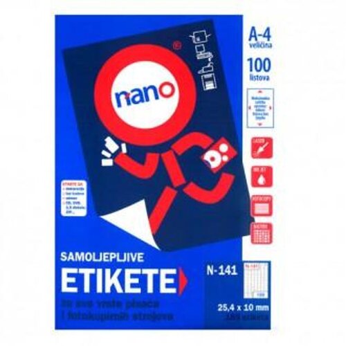 NANO Etikete za laserske i ink-jet pisače, odljepljive , N-141, 25,4x10 mm, 100/1 Cijene