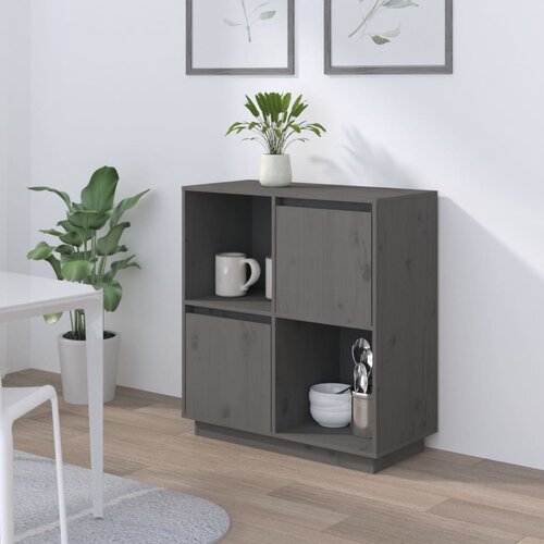 VidaXL Komoda siva 74x35x80 cm trdna borovina Slike