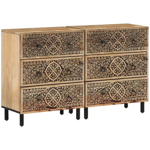 VidaXL Stranska omarica 2 kosa 60x33x75 cm trden mangov les Slike