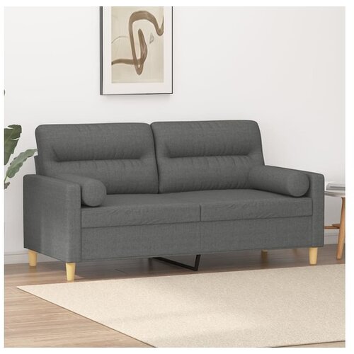 vidaXL Dvosjed s ukrasnim jastucima tamnosivi 140 cm od tkanine Cijene