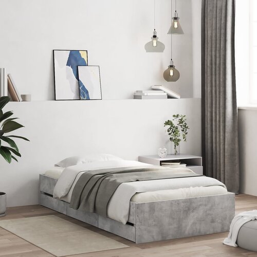 vidaXL Posteljni okvir s predali betonsko siv 90x200 cm inženirski les Cene