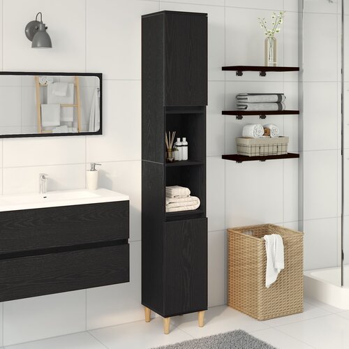 VidaXL Kupaonski ormar Crni hrast 30x30x190 cm Konstrukcijsko drvo Slike