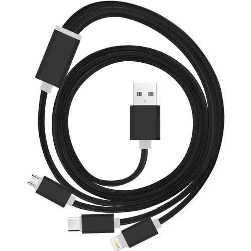 AVIZAR Kabel USB 1 m Trojni končni pokrovčki: 1x Apple Lightning 1x Micro-USB 1 USB Type C, (20530560)