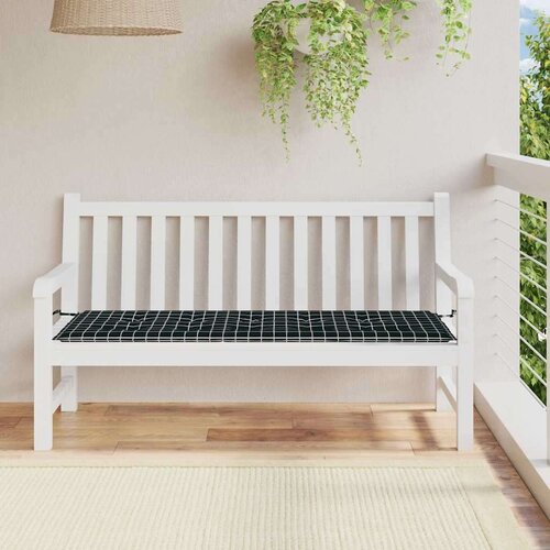 VidaXL Jastuk za vrtnu klupu crni karirani 150x50x3 cm tkanina Oxford Slike