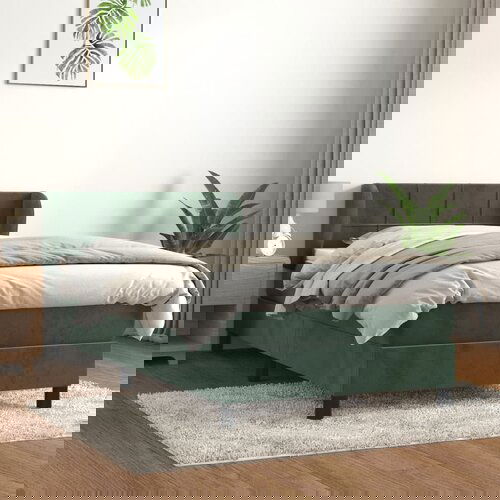 VidaXL Box spring krevet s madracem tamnozeleni 80 x 200 cm bar&amp;scaron;unasti Slike