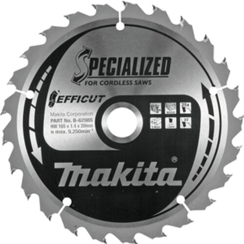Makita Efficut TCT list kružne pile za drvo 165 x 20 mm, 25 zubi B-62985 Slike
