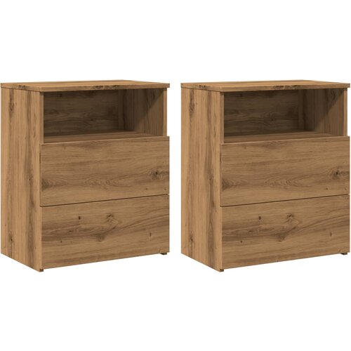 Maison Chic Dvo delni komplet Nočne omarice - Nočne mize artisan hrast 50x32x60 cm inženirski les, (21689107) Slike