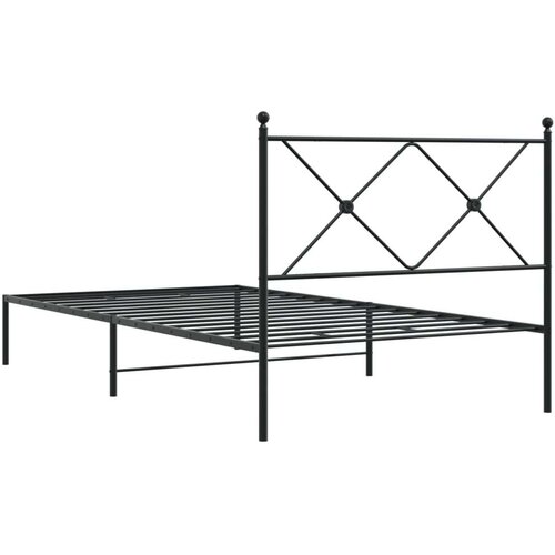 VidaXL Metalni okvir za krevet s uzglavljem crni 100x190 cm Slike