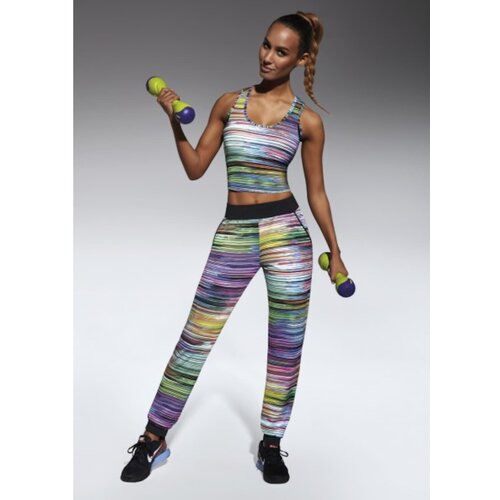Bas Bleu Women&amp;#039;s sweatpants TROPICAL with welts and colorful stripes Slike