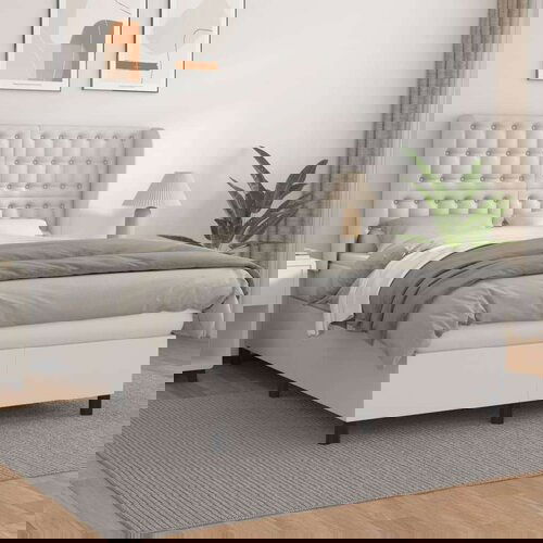  Box spring postelja z vzmetnico bel 140x200 cm umetno usnje, (20900291) Slike