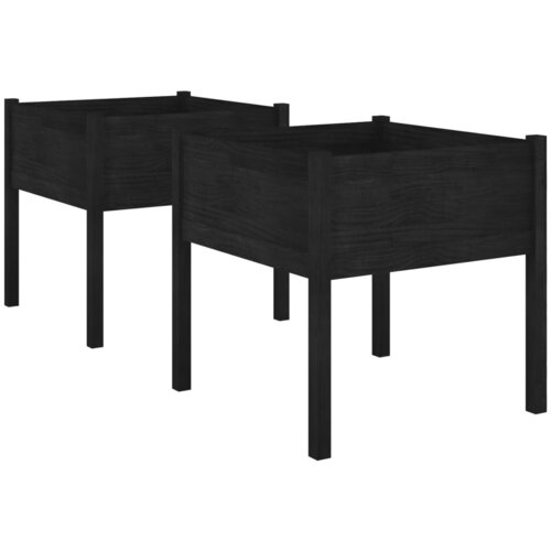 Maison Chic Vrtno cvetlično korito - Cvetlični Lonec 2 kosa črno 70x70x70 cm trdna borovina, (21790180) Cene