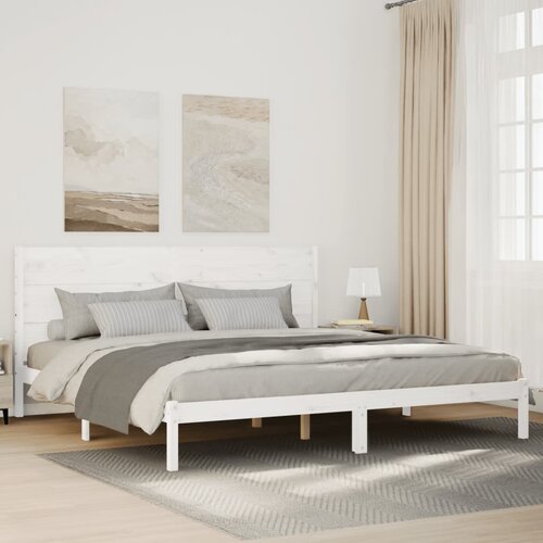  Dugi okvir kreveta bez madraca bijeli 180 x 210 cm masivno drvo Cene