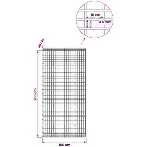  Gabion s žicom debljine 5 mm i mrežom 5x10 cm 100x30x200 cm Slike