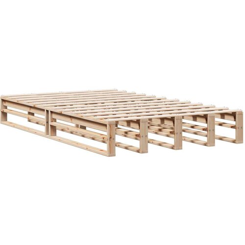 VidaXL Krevet s regalom za knjige bez madraca 135x190 cm od borovine Slike