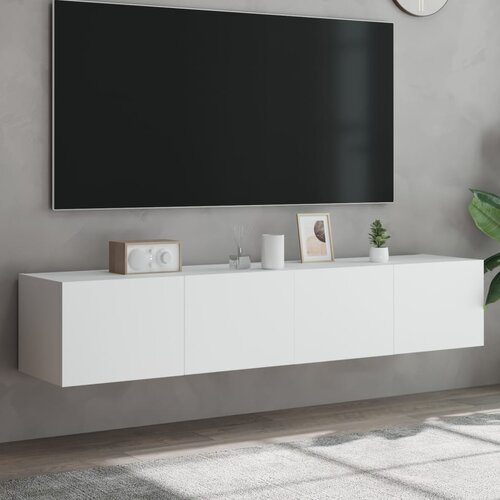  The Living Store Stenske TV omarice z LED lučkami 2 kosa bela 80x35x31 cm - TV Stenska Omarica, (21555433) Slike