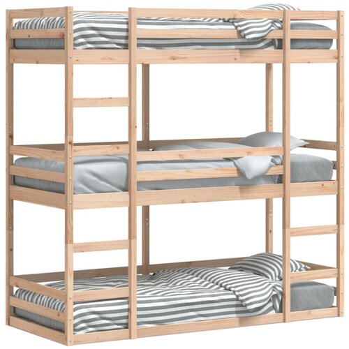 VidaXL Trostruki krevet na kat 75x190 cm od masivne borovine Slike