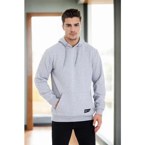 Dewberry 34605 Kangaroo Pocket Hoody Mens Sweatshirt-GREY