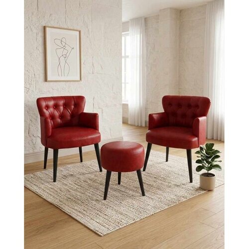 Atelier Del Sofa Az-2Rom-Syh set od 2 fotelje i taburea, crvena Cene