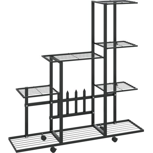 VidaXL Stojalo za rože s kolesi 94,5x25x92,5 cm črno kovinsko, (20579845) Slike