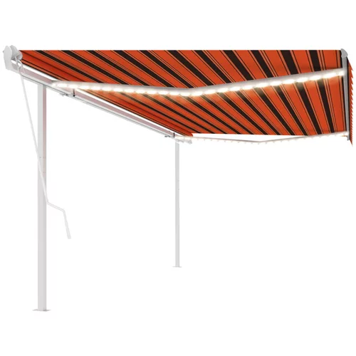  Avtomatska tenda LED + senzor 5x3 m oranžna in rjava