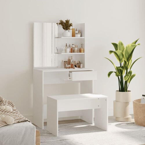 vidaXL toaletna mizica komplet bele barve 74,5x40x141 cm Cene