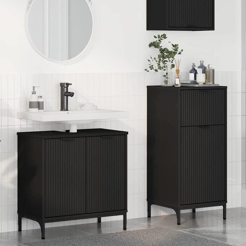 vidaXL Set namještaja za kupaonicu 2 pcs Crna 39.5 x 36 x 88 cm Cijene