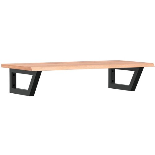 Zidna polica za umivaonik od čelika i masivne hrastovine Smeđa 80 x 40 x 2 cm Slike