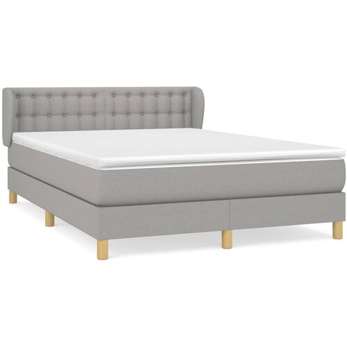 VidaXL Box spring postelja z vzmetnico svetlo siva 140x200 cm blago, (20724632) Slike