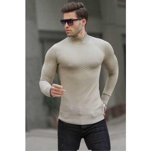 Madmext Men's Beige Turtleneck Knitwear Sweater 6857 Slike